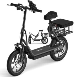 AOVOPRO Ladped Trottinette électrique LPBS Avec Siège et Panier 14 pouces- 500W - 10.4Ah - Noir