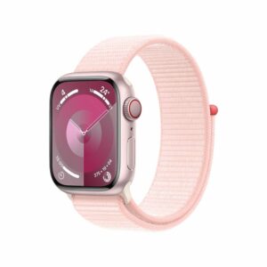 Apple Watch Series 9 GPS + Cellular 41 mm, boîtier en aluminium Rose avec boucle Sport rose clair