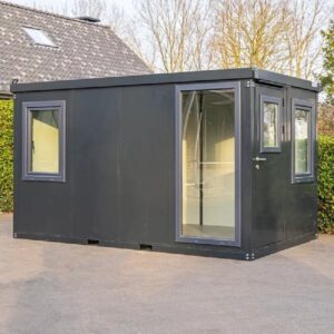 CONTAINER BUREAU ANTHRACITE 4X2M AVEC FENÊTRE COMPLÈTE