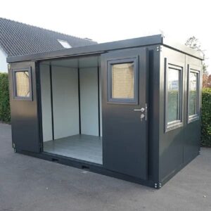 CONTAINER BUREAU ANTHRACITE 4X2M AVEC DOUBLE PORTE ET FENÊTRE