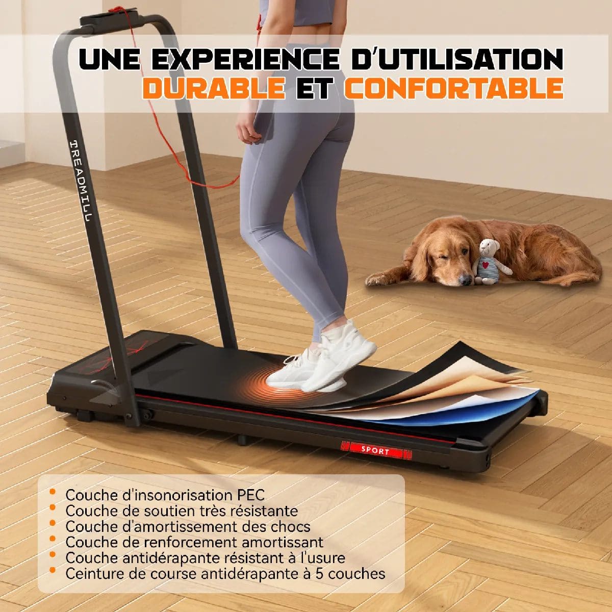Tapis de Course Electrique Pliable Y-RAIN- Vitesse 1 à 12km/h - Télécommande - Ecran LED - 2.25HP – Image 6