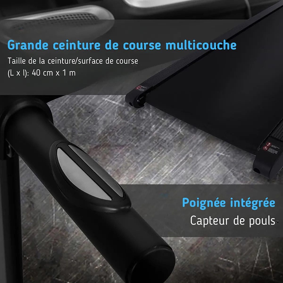 Tapis de course Serenelife compact - Inclinaison manuelle - 12 modes - LCD 8 cm - Bluetooth - Pliable – Image 5