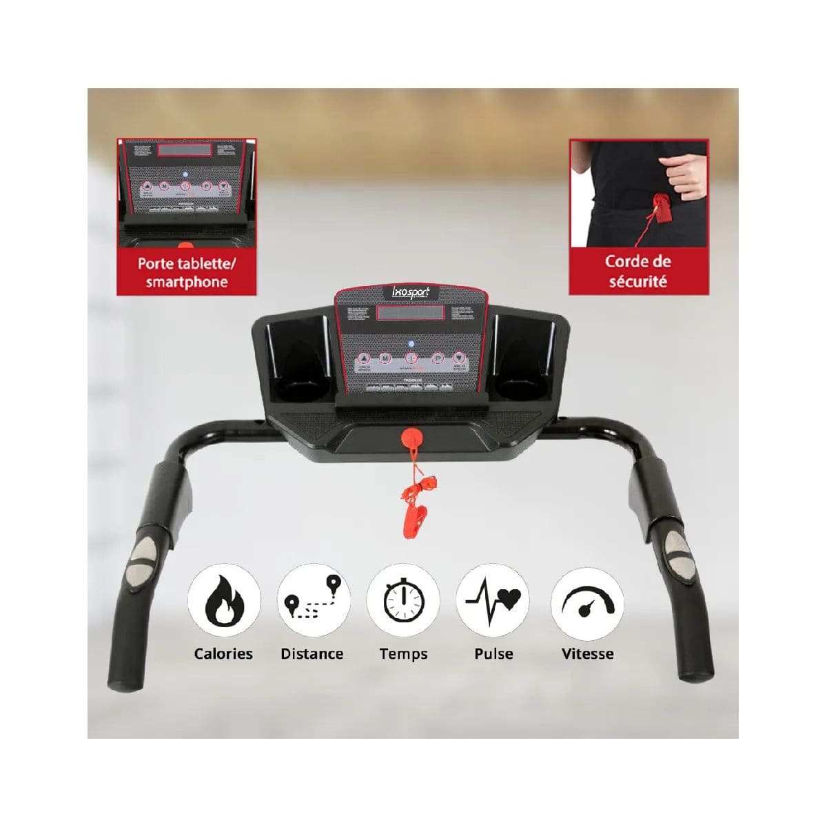 Tapis de marche - IXOSPORT IXO-732 - 10 km-h - Simplicité d'utilisation - Ergonomique - Pliable – Image 6