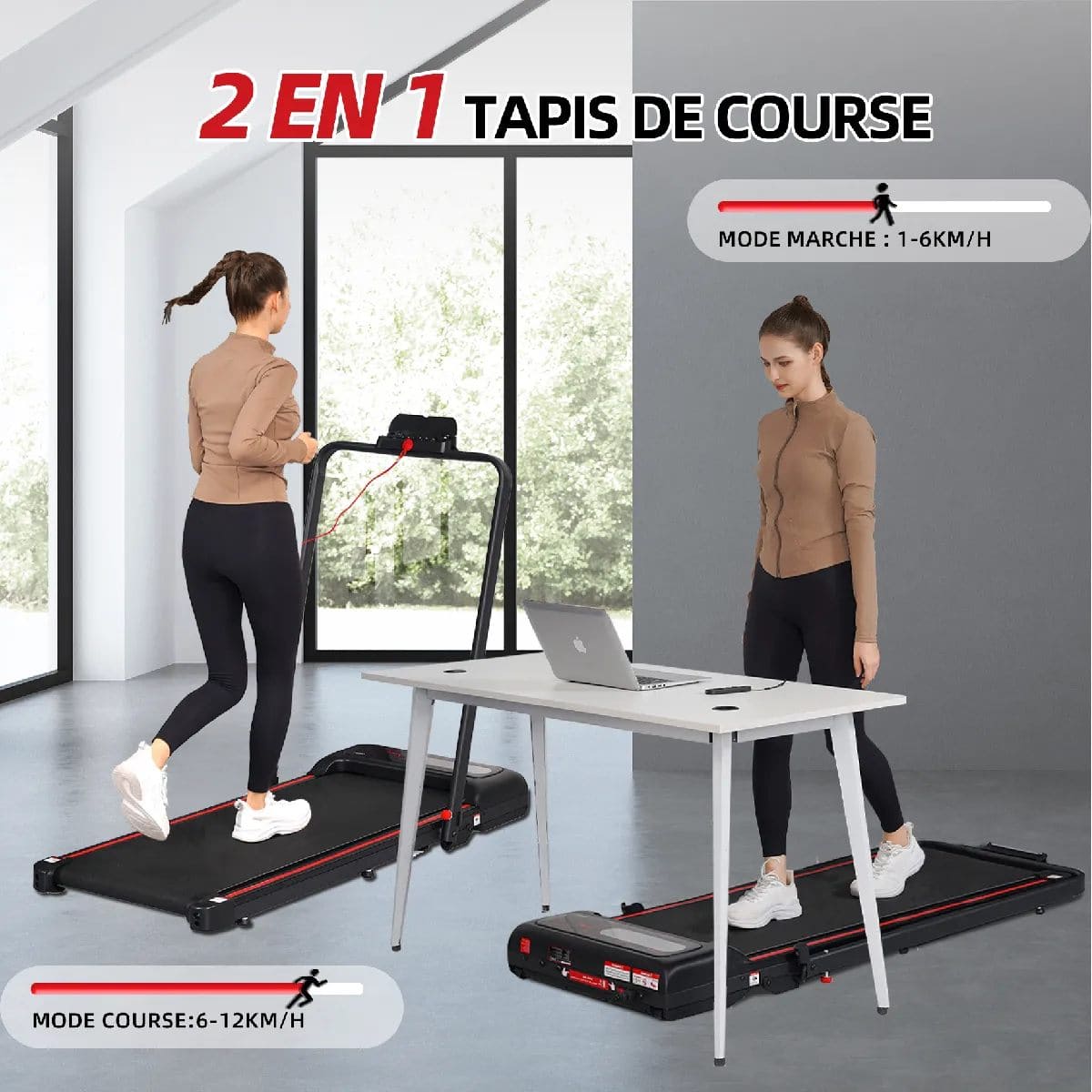 Y-RAIN - Tapis de Course Electrique Pliable 1 à 12km/h - Télécommande - Ecran LED - Inclinaison Manuelle 5% – Image 3