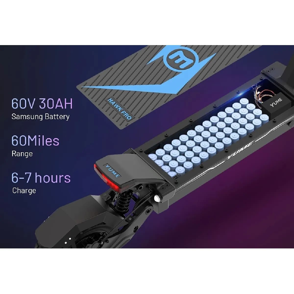 YUME HAWK Pro - Trottinette électrique - Moteur 6000W (3000W x2) - Pneus 10x4,5" - Autonomie 96 km - Freins Hydrauliques – Image 5