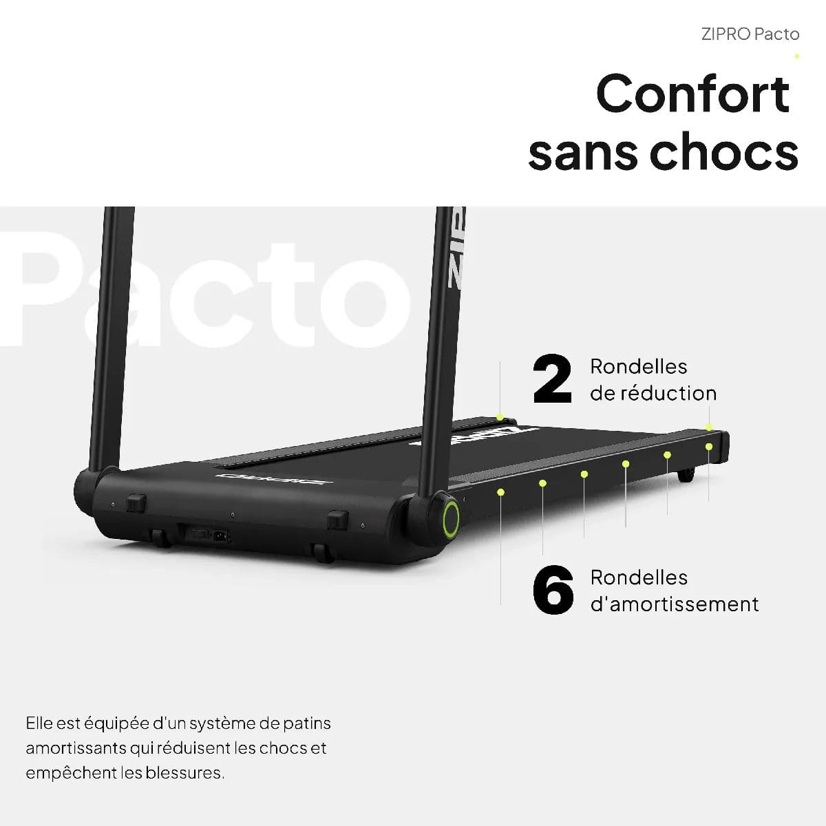 Zipro Pacto iConsole+ Tapis de course compact - Moteur 2.5 CV - Vitesse 1 à 16 km/h - Écran tactile – Image 5