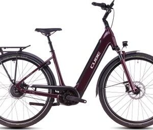 Vélo de Ville Électrique Cube Supreme Hybrid Deluxe Pro 625 Easy Entry Enviolo City Courroie 625 Wh 700 mm Rouge Amarone 2025