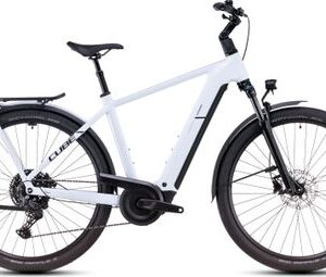 VTC Électrique Cube Kathmandu Hybrid One 800 Shimano Cues 10V 800 Wh 700 mm Blanc Bleu Polar 2025