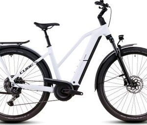 VTC Électrique Cube Kathmandu Hybrid One 800 Trapeze Shimano Cues 10V 800 Wh 700 mm Blanc Bleu Polar 2025