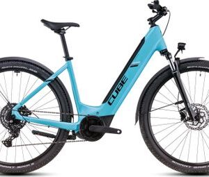 VTC Électrique Cube Nuride Hybrid Performance 500 Allroad Easy Entry Shimano Cues 9V 500 Wh 29 » Bleu Swimming Pool 2025