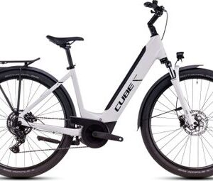 VTC Électrique Cube Touring Hybrid One 500 Easy Entry Shimano Cues 9V 500 Wh 700 mm Blanc Cotton Gris 2025