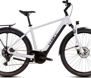 VTC Électrique Cube Touring Hybrid One 500 Shimano Cues 9V 500 Wh 700 mm Blanc Cotton Gris 2025